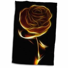 182413 3drose Twl 1 3d Rose Print Of Gold On Black Towel 15 Inch X 22 Multicolor