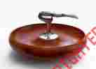 4410 Milbern Chrome Mechanical Nut Cracker W Wood Base Bowl Shell Holder
