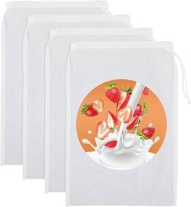560735  1 744759862600 4 Pack Nut Milk Bag Reusable Nylon Cheesecloth Kitchen Food Strainer Washable Dr