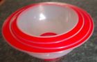 715b Set Of Non Slip Bowls Red And Clear New