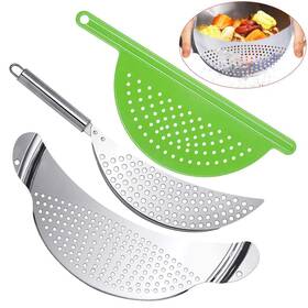A.dasher 077063208018 3pcs Stainless Steel Pot Strainer Pasta Hand Held Drainer With