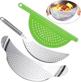 A.dasher 726084054998 3pcs Stainless Steel Pot Strainer Crescent Pasta Fits Up To 9 Inch Pots Fo A.dasher 726084054998 3pcs Stainless Steel Pot Strainer Crescent Pasta Fits Up To 9 Inch Pots Fo