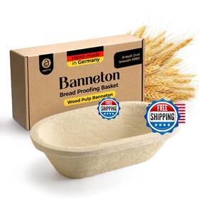 B0dkyxpfzk Abioto Wood Pulp Banneton Bread Proofing Basket 11 Inch Oval 1.1lb Brotform Smooth Surfa