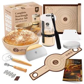 B0fndt9lx8 Abioto Sourdough Starter Kit 9 Inch Round Banneton Basket 24oz Jar - Bake