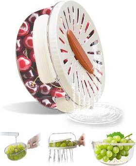 Abnaok 445033862899 Multifunctional Fruit Washing Bowl 2 In 1 Drainer And Strainer Foldable Handle D