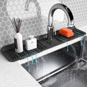 Abulun 727467990681 Folding Faucet Mat For Kitchen Sink-sink Splash Guard Behind Black