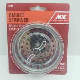 45012 Ace Basket Strainer Twist Ftn Lock Stainless Steel #45012