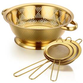 Tur-acellegic-0122 Acellegic 4 Pcs Gold Kitchen Accessories Includes Stainless Steel Colander An Tur-acellegic-0122 Acellegic 4 Pcs Gold Kitchen Accessories Includes Stainless Steel Colander An
