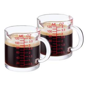 Boro3.3 Ackers 029082037605 Shot Glass Measuring Cup 4 Ounce/120ml Liquid Heavy Middle Red Pack Of 2