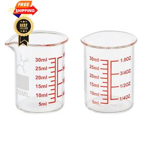 Boro3.3 Ackers 094759400921 High Borosilicate Glass Measuring Cup-v-shaped 30ml 1oz - Pack Of 2 Clear