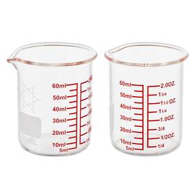 Boro3.3 Ackers 094759400938 High Borosilicate Glass Measuring Cup-v-shaped 60ml 2oz - Pack Of 2 Clear