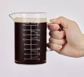 Boro3.3 Ackers 094759400976 Etched Graduated Glass 500 Ml 16 Oz 2 Cup - Clear