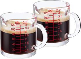 3ouncep01 Ackers Boro3.3 Shot Glass Measuring Cup 4 Ounce/120ml Liquid Heavy Middle Red Pack Of 2