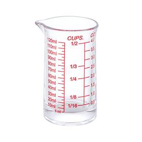Boro3.3 Ackers 720118247387 4oz Glass Measuring Cup Shot With Small Red Single