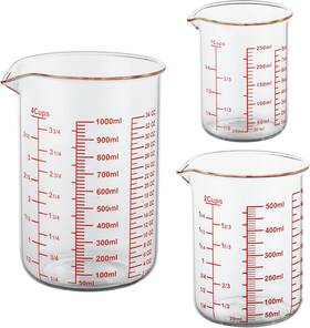 Boro3.3 Ackers 737417941670 High Borosilicate Glass Measuring 250ml/500ml/1000ml Cup Set Clear Boro3.3 Ackers 737417941670 High Borosilicate Glass Measuring 250ml/500ml/1000ml Cup Set Clear