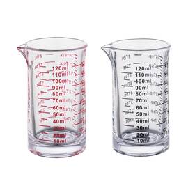 Boro3.3 Ackers 737417941700 4 Oz Glass Measuring Cup Borosilicate Small Red And Black Pack Of 2