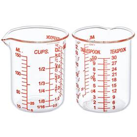 Boro3.3 Ackers 742404409705 High Borosilicate Glass Measuring Cup-v-shaped 150ml 5.0oz -pack Of 2 Clear