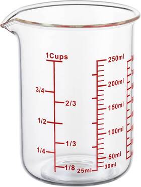 Boro3.3 Ackers 754525146032 Glass Measuring Cup 1 8oz Borosilicate Liquid 1cup 250ml Clear Boro3.3 Ackers 754525146032 Glass Measuring Cup 1 8oz Borosilicate Liquid 1cup 250ml Clear