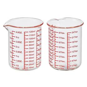 Boro3.3 Ackers 766157909824 High Borosilicate Glass Measuring Cup-v-shaped 120 Ml 4 Oz -pack Of 2 Clear