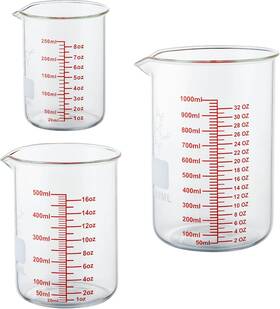 Boro3.3 Ackers Gmb003 High Borosilicate Glass 250ml/500ml/1000ml Measuring Beaker Set Clear