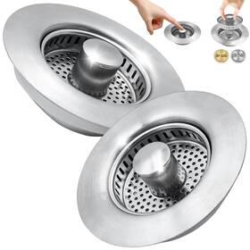 Strainer00802 Aeloer Upgraded 3 In 1 Kitchen Sink Drain Strainer 2 Pack Stainless Steel Stop