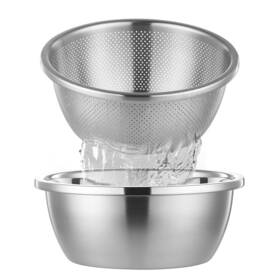 St-co-5qt-304 Ahiaboat Colander Stainless Steel 304 With Mixing Bowls 5 Quart Large Capability Strainer