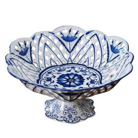 Fb005 Aimusego Vintage Floral Round Chinoiserie Ceramic Serving Bowl With Draining Holes Bl