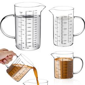 Cups01 Akamino 3 Pack Glass Measuring Cups 1-cup 2-cup 4-cup 1000 500 250 Ml Clear