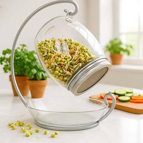 Alcedia 304369413892 Premium Sprouting Jar Kit - Unique 30 Oz Wide Mouth Stand Tray A