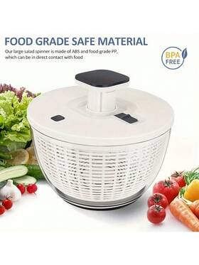 Ampera Direct 800689619346 1pc Salad Spinner Lettuce Dryer One-handed Easy Press Large Vegetable