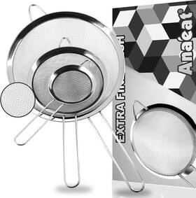 Sieve-3s Anaeat Stainless Steel Fine Mesh Strainer Set 3 Sizes 2.8 4.7 7.1 Inch Sifter Colande