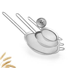 Anas 706212808334 3 Fine Mesh Strainers Set With Handle For Kitchen - Sizes 7 Inch 4.7 3.3 Easy C