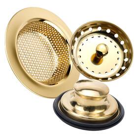 Hjl202400175 Antrader Kitchen Sink Drain Strainer And Stopper Gold 3pcs Stainless Steel S Inch