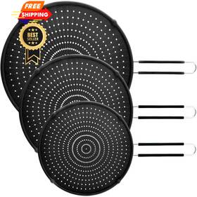 Ggy-001 Apidgrowth Silicone Splatter Screen For Frying Pan Grease Size1 3 Black