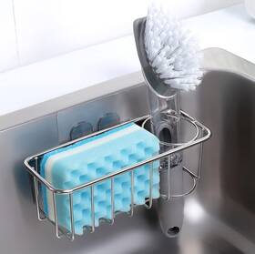 Ariange For A Better Life 796520650565 Kitchen Sink Brush Holder And Sponges /. 2-in-1 Adhesive