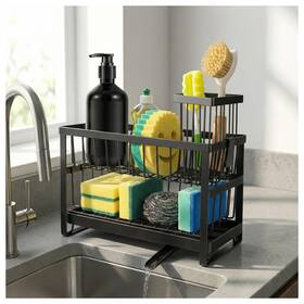 Arkfusion 738232357974 2-tier Sink Sponge Caddy Organizer Self Drain With Dish Brush Ho