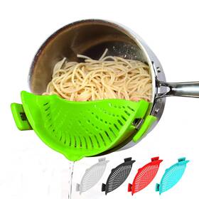 Arlig 759687790642 Clip On Pasta Strainer Silicone Universal Fit For All Pots And Green