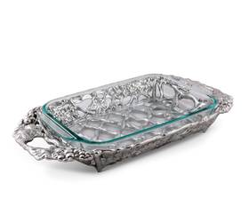 Arthur Court B0000642a9 Metal Pyrex Glass Casserole Dish Holder Grape Pattern Sand Casted I
