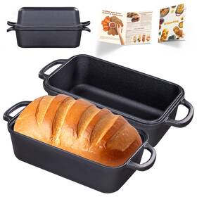 B0fnm8f6r2 Articasting Cast Iron Bread Loaf Pan With Lid 2-piece Set Even Heat Distribution