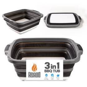Asado Barbecue Bag 198715053111 Collabsible Xl Bbq Prep Tub With Cutting Board Colander And Lid - Great For