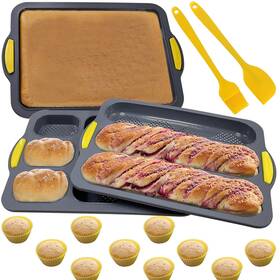 B0cfpvjlny Atrccs Silicone Bread Loaf Pan Set Nonstick Baguette Muffin Cups Brush Scrap