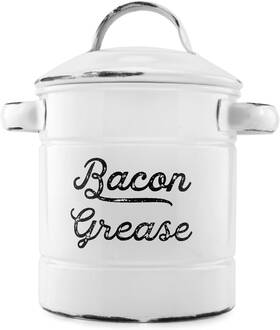 Sh1370ah1rmd Auldhome Design Grease Container White Enamelware Bacon Can With Strainer Far