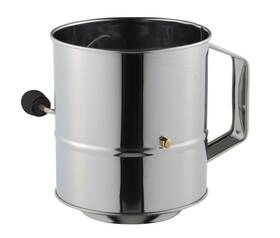 12884 Avanti Stainless Steel Crank Handle Flour Sifter - 5 Cup