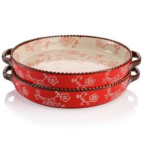 B095phlyh7 Avla 2 Pk 9 Inch Ceramic Pie Pans Baking Dish With Handles 28oz - Non-toxic