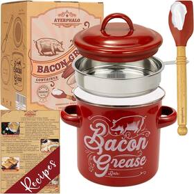 Ayerphalo 313043270287 Bacon Grease Container With Strainer - 46oz Large Capacity Silicone Wooden