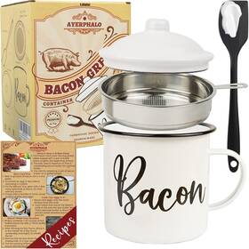 Ayerphalo 726084714892 Bacon Grease Container With Strainer - Food-grade Silicone Spatula 46oz L Ayerphalo 726084714892 Bacon Grease Container With Strainer - Food-grade Silicone Spatula 46oz L