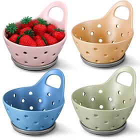 Le-baderke-3567 Baderke Set Of 4 Ceramic Berry Bowls Colander With Handles Fruit Coland Le-baderke-3567 Baderke Set Of 4 Ceramic Berry Bowls Colander With Handles Fruit Coland