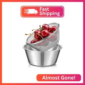 Le-baderke-5594 Baderke 2 Pcs Mini Colander And Food Strainer 304 Stainless Steel Small Mixing Col