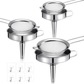 Le-baderke-5878 Baderke 6 Pcs Stainless Steel Funnels With Fine Mesh Strainer And Adhes