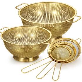 Le-baderke-6536 Baderke 5 Pcs Gold Strainers And Colanders Set Including 4/5 Quart Stainless Steel Co